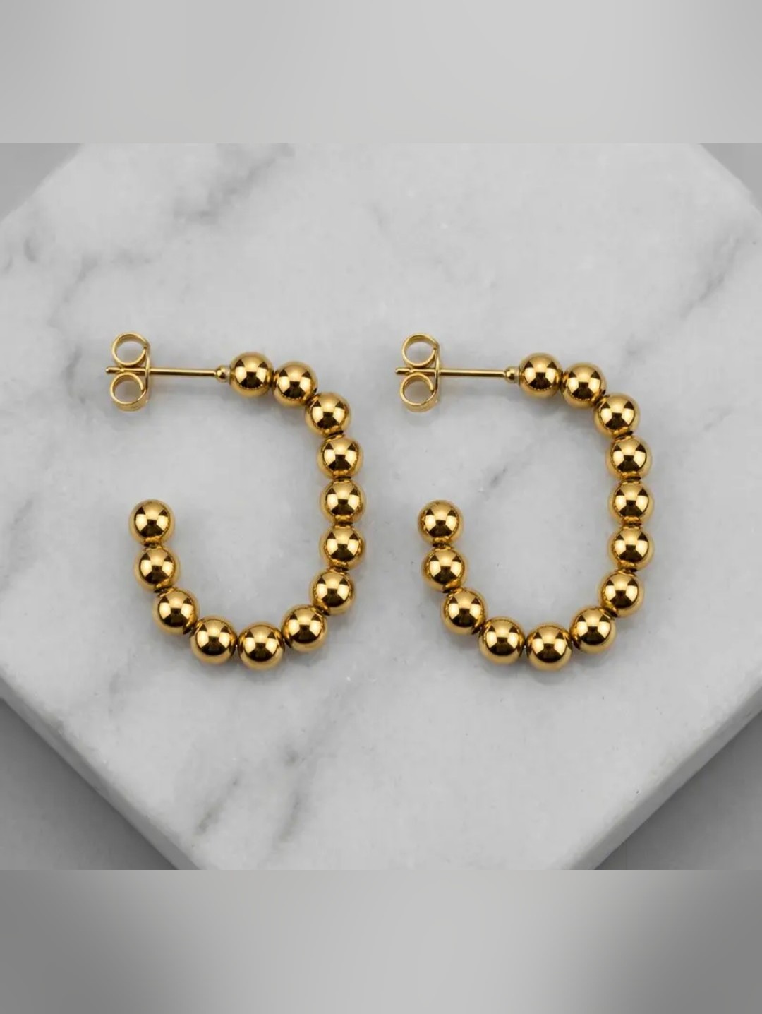 18 Kt Gold Over Titanium Ball Earrings
